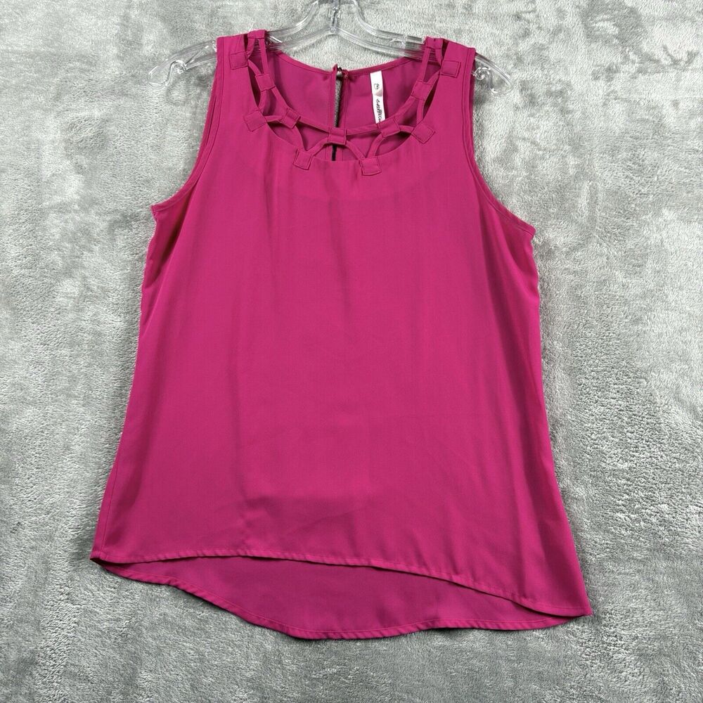 NY Collection Womens Pink Sleeveless Blouse Shirt Large
